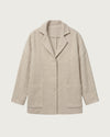 SOFIA raw Kala cotton jacket flat lay, front view, natural ecru with notched lapel collar, patch pockets and open front — Traces of the World
