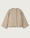 AZTECA handwoven sheep's wool jacket flat lay, front view, natural ecru tone with open front and wide sleeves — Traces of the World
