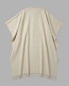 Back view of the Highland yak wool cape, highlighting the clean rectangular silhouette and handmade detailing.